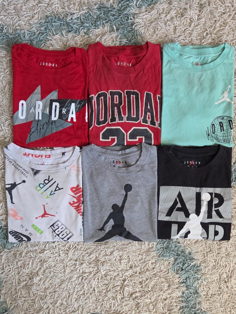 Bundle Lot Of Jordan Black Red Teal White Gray Grey Short Sleeve Tees